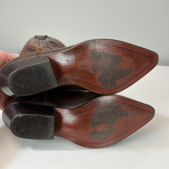 Vintage Nine West Nolan Brown Leather Western Boots Size 7 EUC - Picture 8 of 14